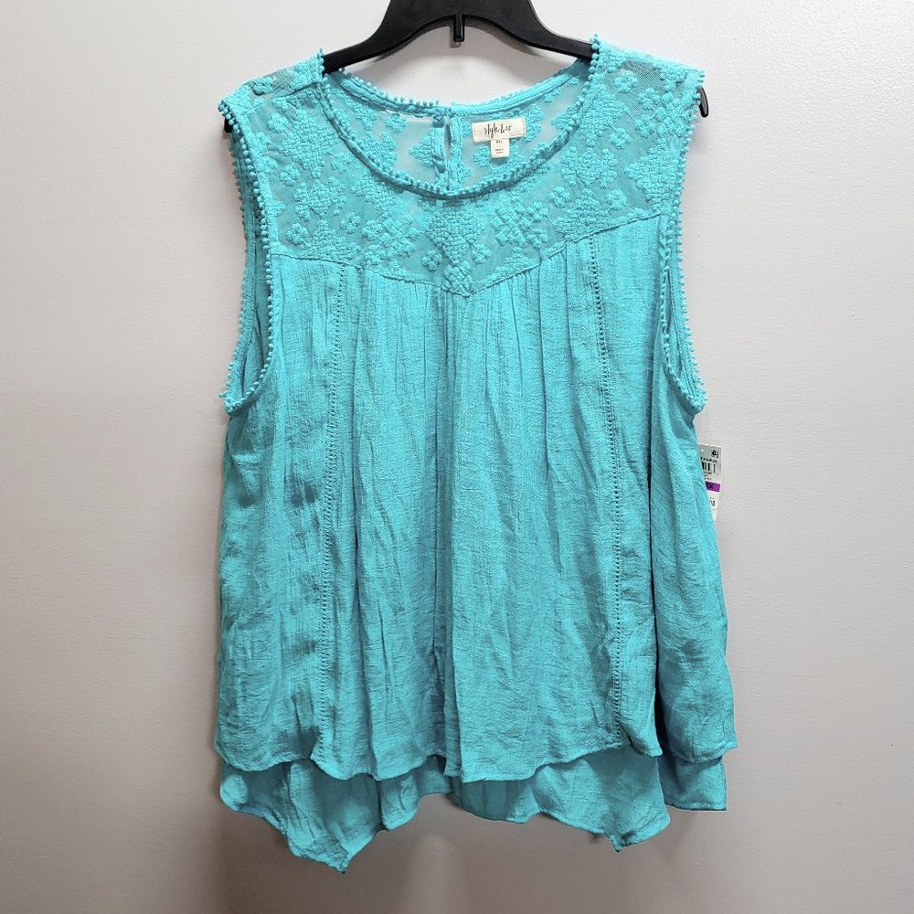 Style & Co Lace-Trim Swing Top